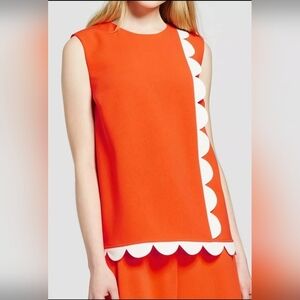 Victoria Beckham x Target Twill Asymmetric Scallop Trim Tank Top Size L Orange